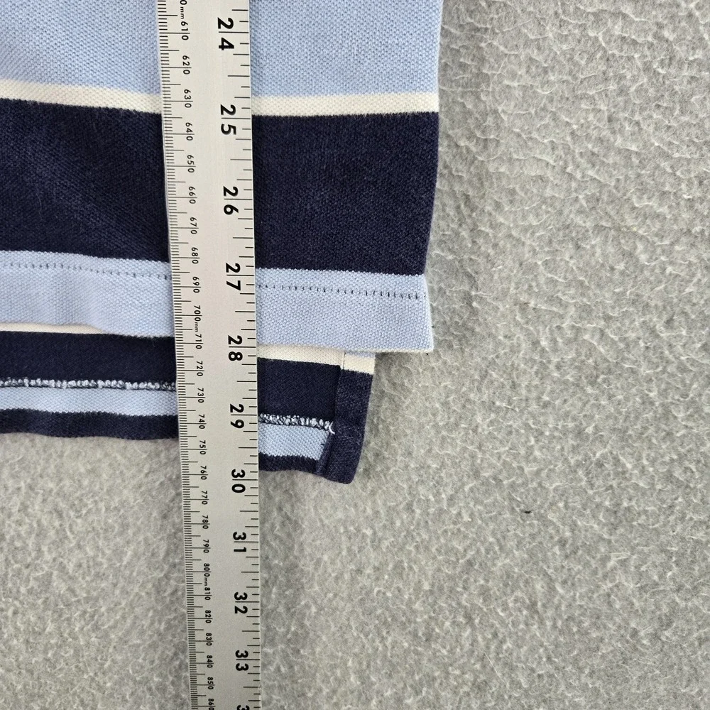 VINTAGE Polo By Ralph Lauren Men M Navy Blue Logo‎ Y2K Striped Embroidered